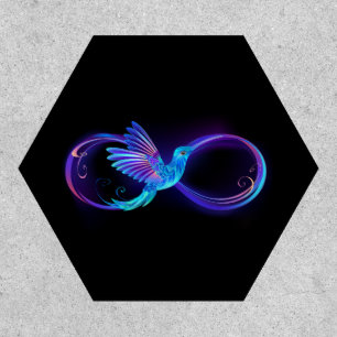 Neon Infinity Symbol with Glowing Hummingbird Patch