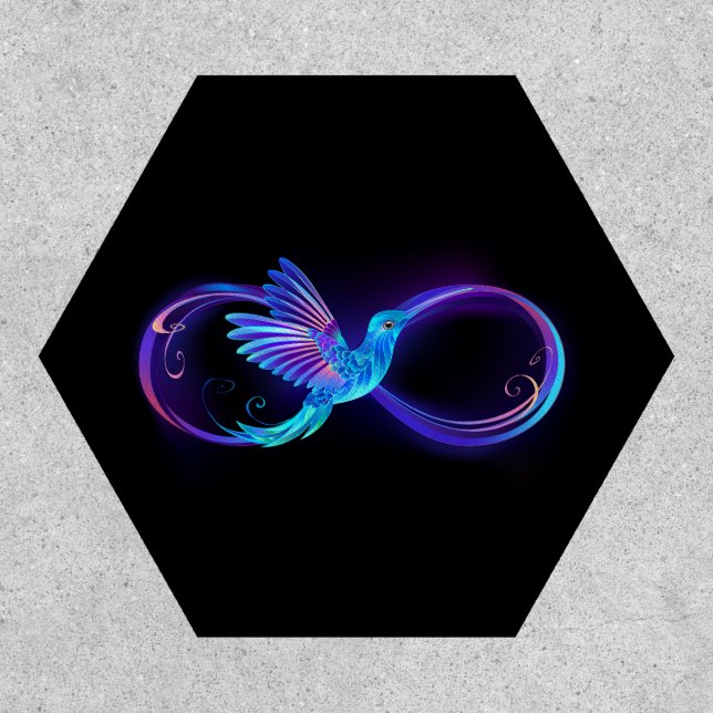 Neon Infinity Symbol with Glowing Hummingbird Patch (Front)
