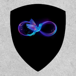 Neon Infinity Symbol with Glowing Hummingbird Patch
