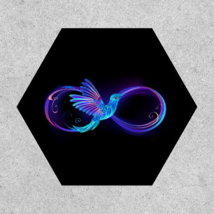 Neon Infinity Symbol with Glowing Hummingbird Patch
