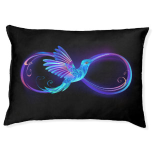 Neon Infinity Symbol with Glowing Hummingbird Pet Bed