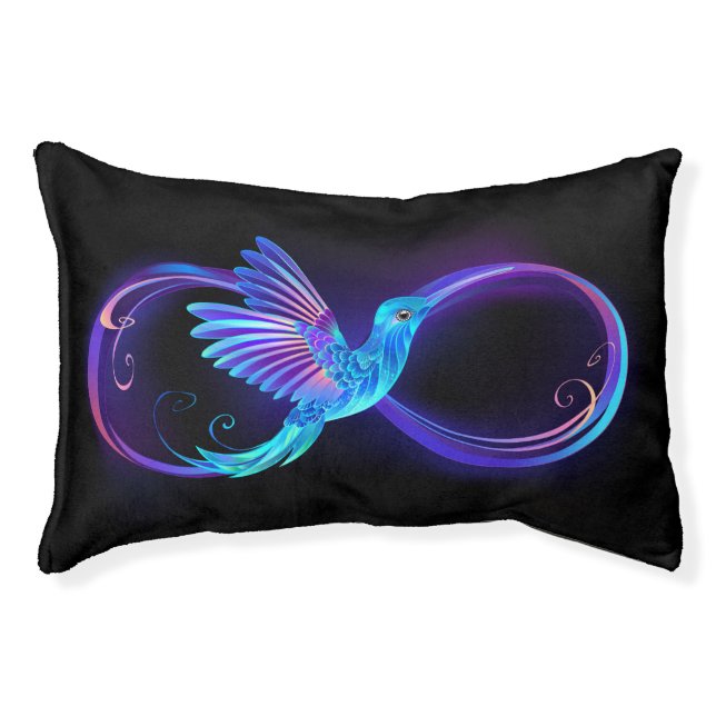 Neon Infinity Symbol with Glowing Hummingbird Pet Bed (Front)