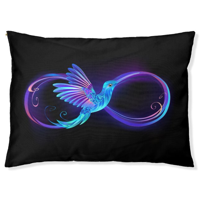 Neon Infinity Symbol with Glowing Hummingbird Pet Bed (Front)