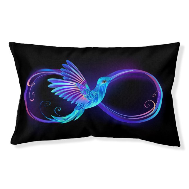 Neon Infinity Symbol with Glowing Hummingbird Pet Bed (Front)
