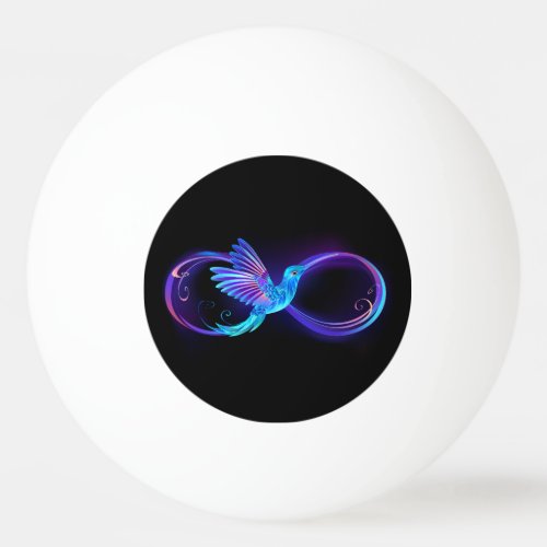 Neon Infinity Symbol with Glowing Hummingbird Ping Pong Ball
