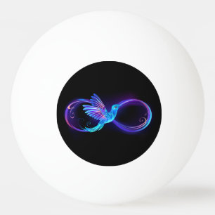 Neon Infinity Symbol with Glowing Hummingbird Ping Pong Ball