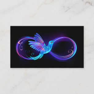 Neon Infinity Symbol with Glowing Hummingbird Place Card