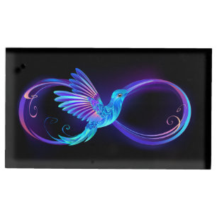 Neon Infinity Symbol with Glowing Hummingbird Place Card Holder
