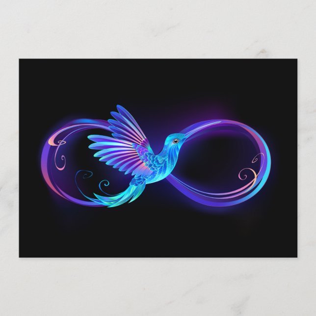 Neon Infinity Symbol with Glowing Hummingbird Program (Front)