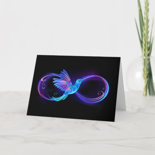 Neon Infinity Symbol with Glowing Hummingbird Program (Front)