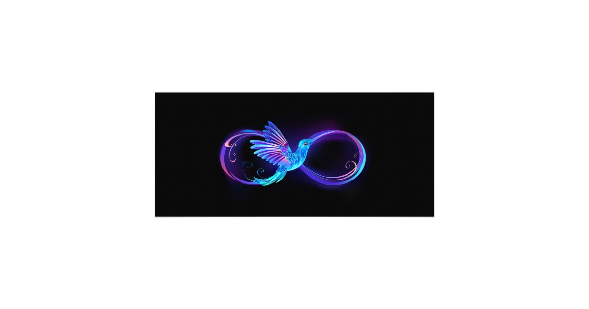 Neon Infinity Symbol with Glowing Hummingbird Rack Card | Zazzle