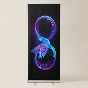 Neon Infinity Symbol with Glowing Hummingbird Retractable Banner
