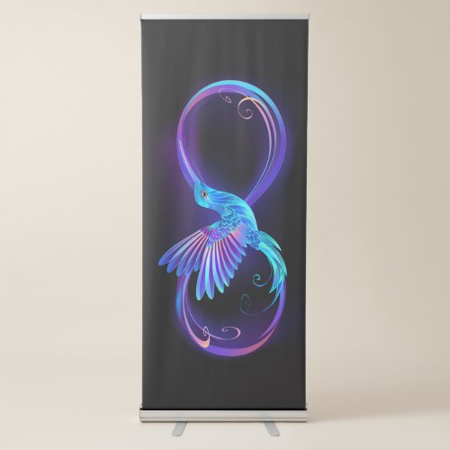 Neon Infinity Symbol with Glowing Hummingbird Retractable Banner