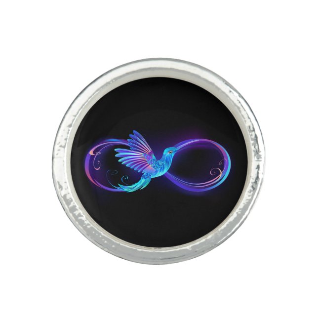 Neon Infinity Symbol with Glowing Hummingbird Ring (Front)