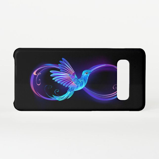 Neon Infinity Symbol with Glowing Hummingbird Samsung Galaxy Case (Back Horizontal)