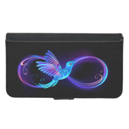Neon Infinity Symbol with Glowing Hummingbird Samsung Galaxy S5 Wallet Case