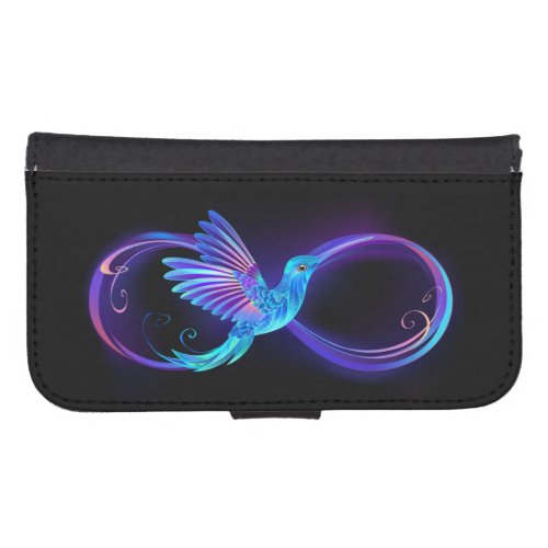 Neon Infinity Symbol with Glowing Hummingbird Galaxy S4 Wallet Case