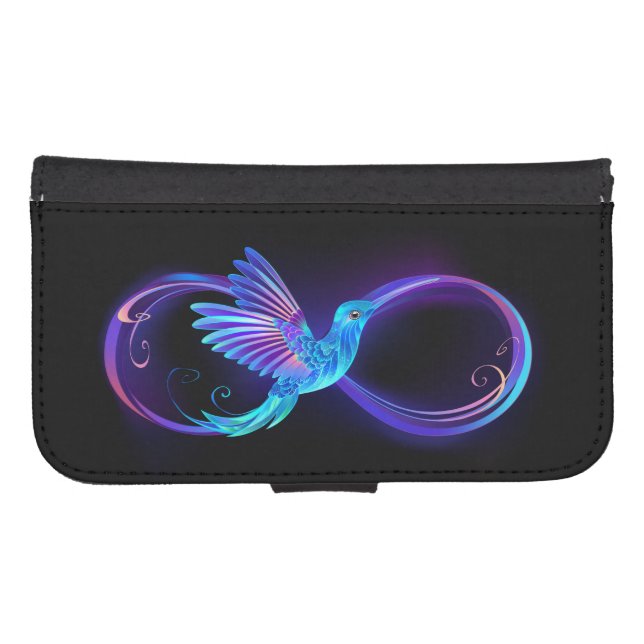 Neon Infinity Symbol with Glowing Hummingbird Samsung Galaxy Wallet Case (Front (Horizontal))