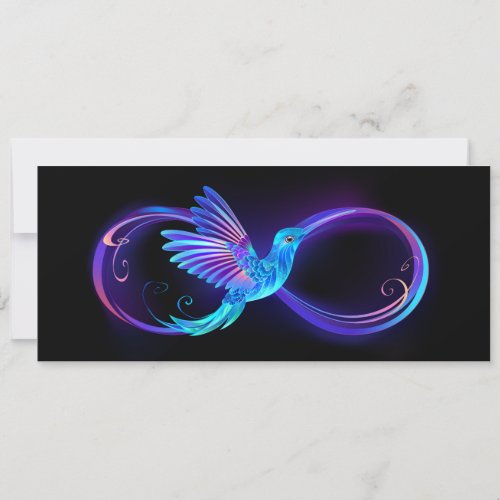 Neon Infinity Symbol with Glowing Hummingbird Save The Date