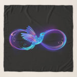 Neon Infinity Symbol with Glowing Hummingbird Scarf<br><div class="desc">Glowing, purple infinity symbol with flying, luminous, blue hummingbird on black background. Neon.</div>