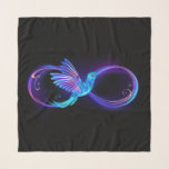 Neon Infinity Symbol with Glowing Hummingbird Scarf<br><div class="desc">Glowing, purple infinity symbol with flying, luminous, blue hummingbird on black background. Neon.</div>