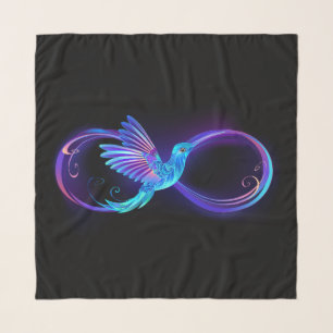Neon Infinity Symbol with Glowing Hummingbird Scarf