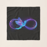 Neon Infinity Symbol with Glowing Hummingbird Scarf<br><div class="desc">Glowing, purple infinity symbol with flying, luminous, blue hummingbird on black background. Neon.</div>