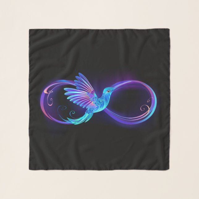 Neon Infinity Symbol with Glowing Hummingbird Scarf (Front)