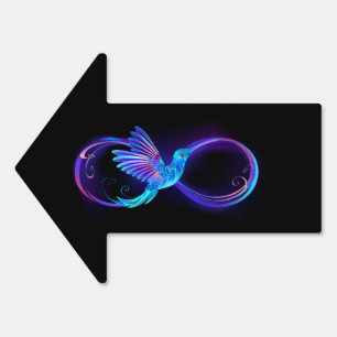 Neon Infinity Symbol with Glowing Hummingbird Sign