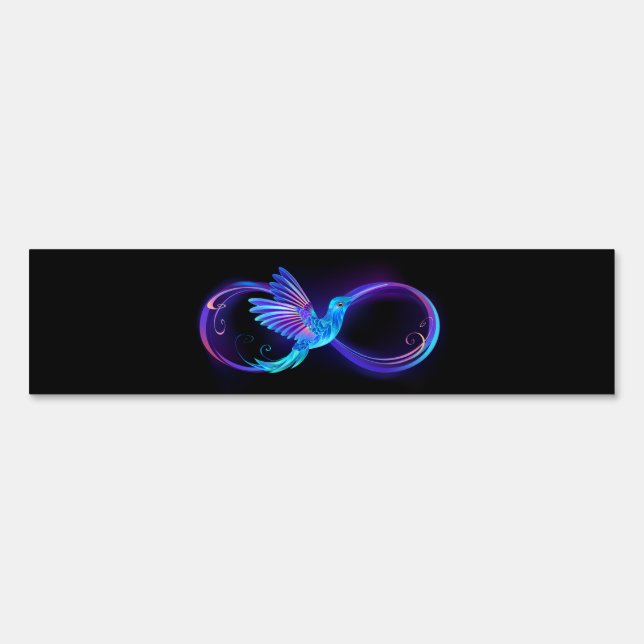 Neon Infinity Symbol with Glowing Hummingbird Sign (Front)