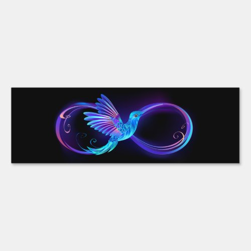 Neon Infinity Symbol with Glowing Hummingbird Sign