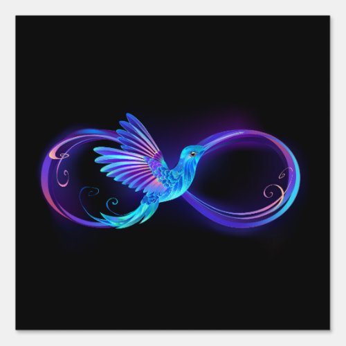 Neon Infinity Symbol with Glowing Hummingbird Sign