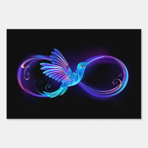 Neon Infinity Symbol with Glowing Hummingbird Sign