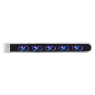 Neon Infinity Symbol with Glowing Hummingbird Silver Finish Tie Bar