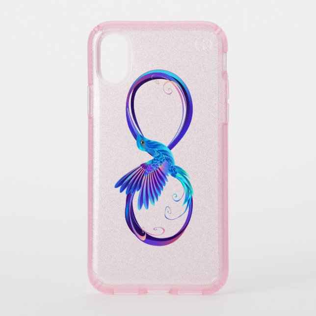 Neon Infinity Symbol with Glowing Hummingbird Speck iPhone XS Case (Front)