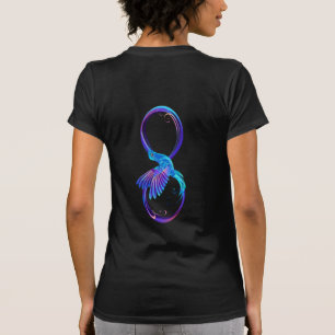 Neon Infinity Symbol with Glowing Hummingbird T-Shirt