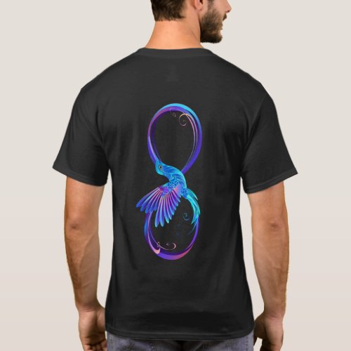 Neon Infinity Symbol with Glowing Hummingbird T_Shirt