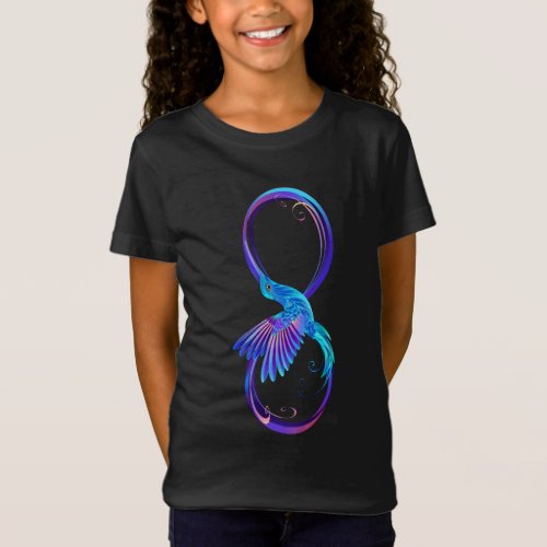 Neon Infinity Symbol with Glowing Hummingbird T_Shirt