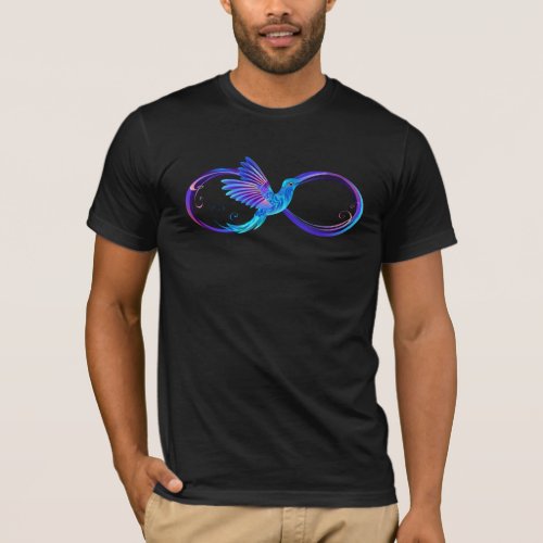 Neon Infinity Symbol with Glowing Hummingbird T_Shirt