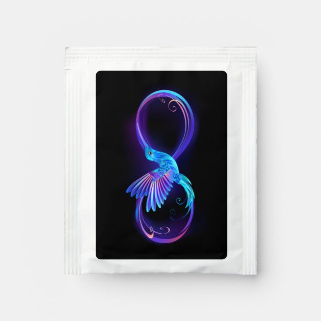 Neon Infinity Symbol with Glowing Hummingbird Tea Bag Drink Mix (Front)
