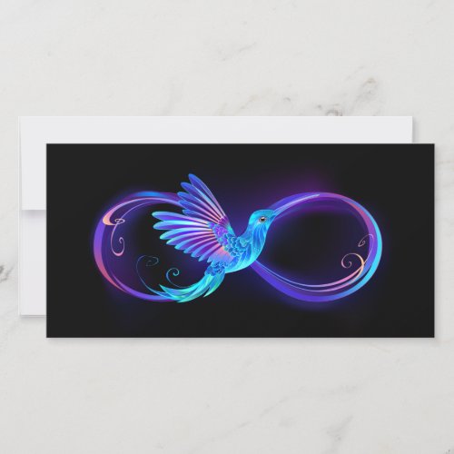 Neon Infinity Symbol with Glowing Hummingbird Thank You Card