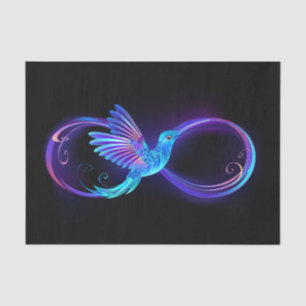 Neon Infinity Symbol with Glowing Hummingbird Tissue Paper