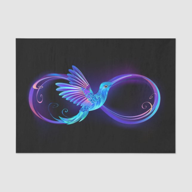 Neon Infinity Symbol with Glowing Hummingbird Tissue Paper (Front)