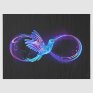 Neon Infinity Symbol with Glowing Hummingbird Tissue Paper
