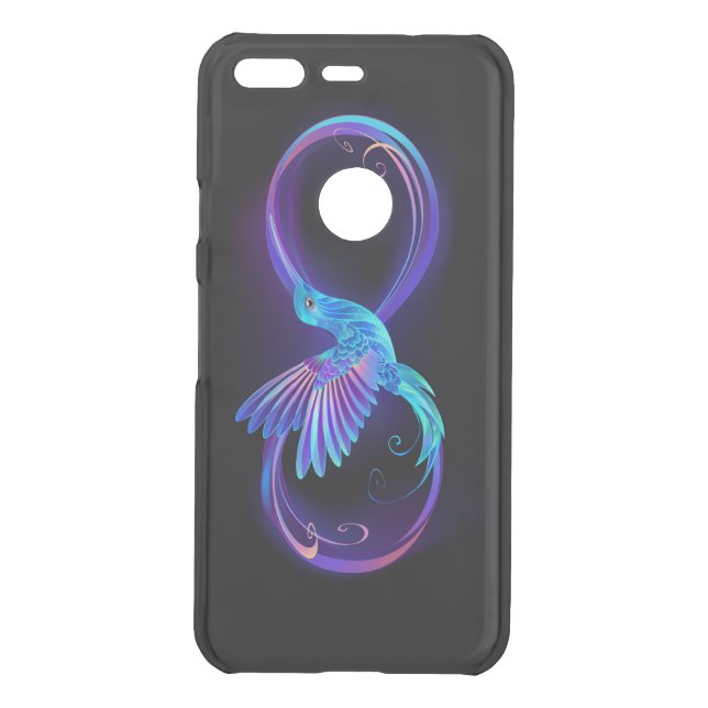 Neon Infinity Symbol with Glowing Hummingbird Uncommon Google Pixel Case (Back)
