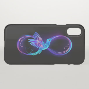 Neon Infinity Symbol with Glowing Hummingbird iPhone XS Case