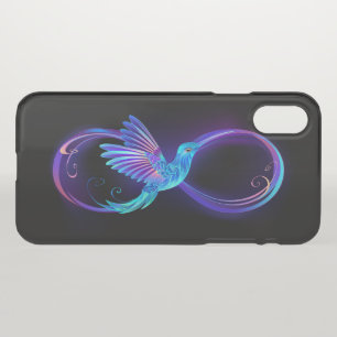 Neon Infinity Symbol with Glowing Hummingbird iPhone X Case