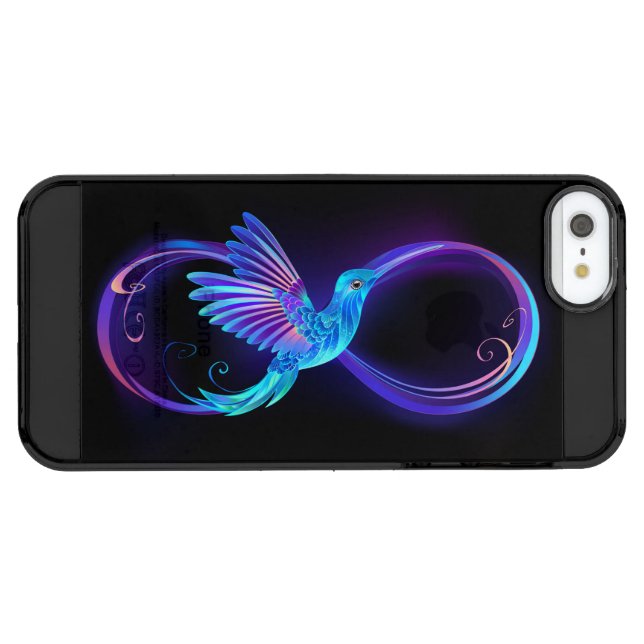 Neon Infinity Symbol with Glowing Hummingbird Uncommon iPhone Case (Back Horizontal)