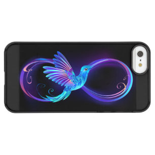 Neon Infinity Symbol with Glowing Hummingbird Permafrost iPhone SE/5/5s Case