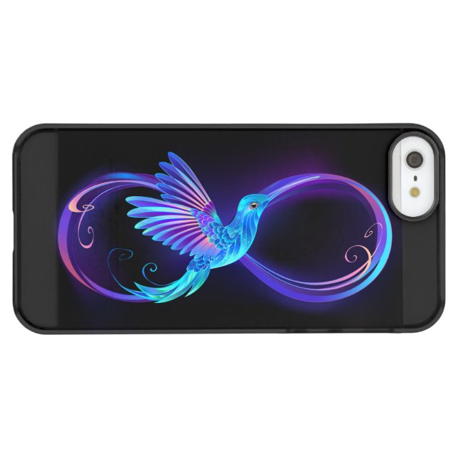 Neon Infinity Symbol with Glowing Hummingbird Uncommon iPhone Case (Back Horizontal)